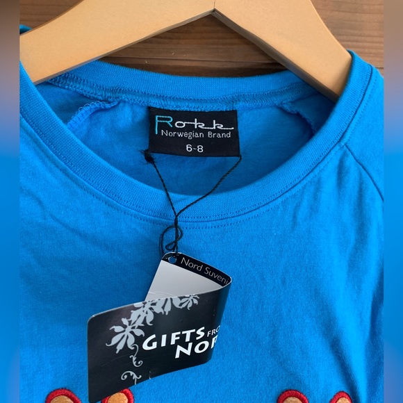 Lot of two Norway T-Shirts, Kids size 6-8, Brand New, with tags Trolls & Moose - Picture 2 of 8